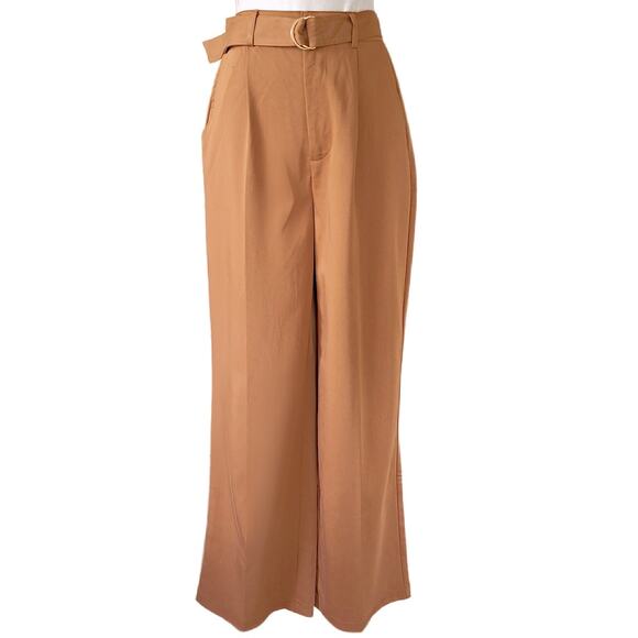 7 For All Mankind Cognac High Waist Wide Leg Pant Small Belted Fall Camel Brown - Picture 1 of 8